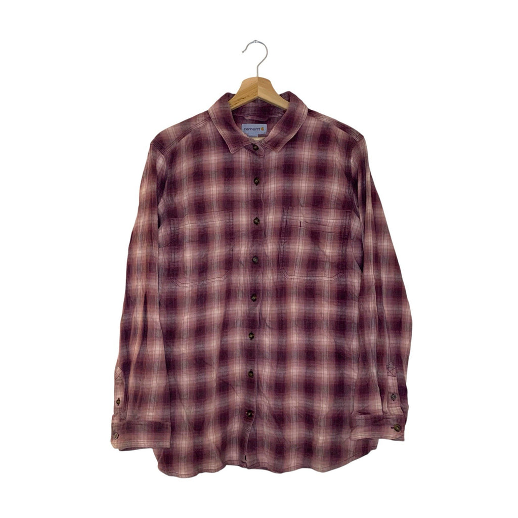 Women's Carhartt Pink Plaid Tartan Shirt Size XL UK16-18 - Long Sleeve Button Down UK Tops & Shirts by TheVoyageBird