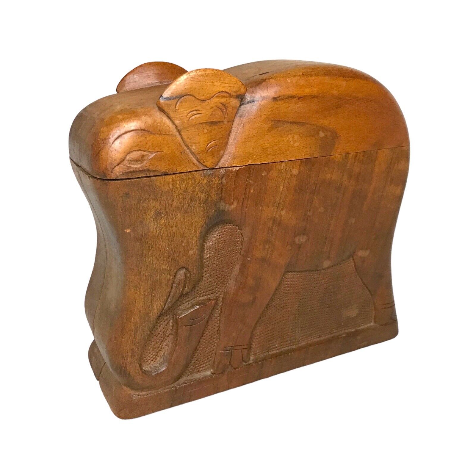 Wooden Elephant Cigarette Holder Hand Carved in India Vintage Cigarette Boxes by TheVoyageBird