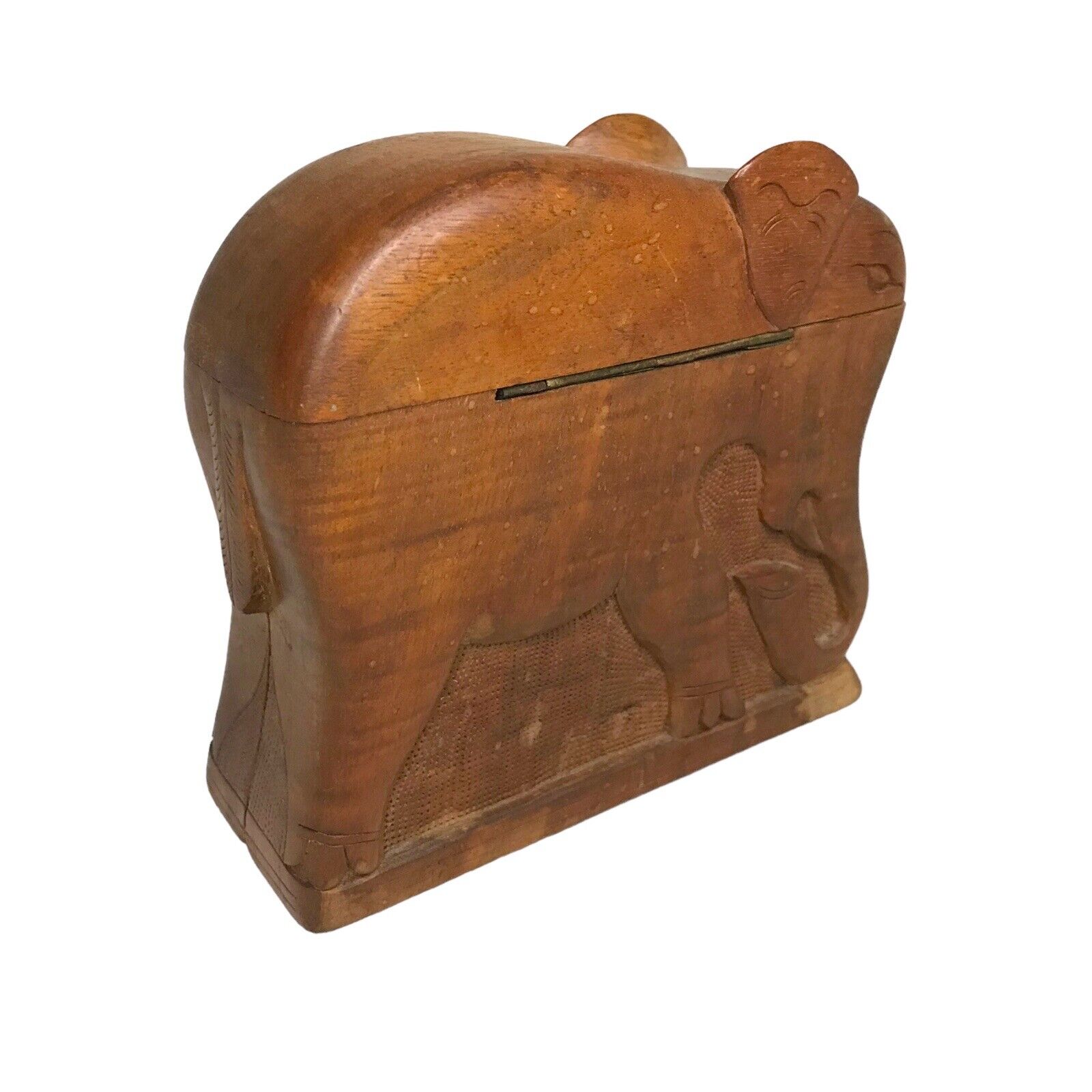 Wooden Elephant Cigarette Holder Hand Carved in India Vintage Cigarette Boxes by TheVoyageBird