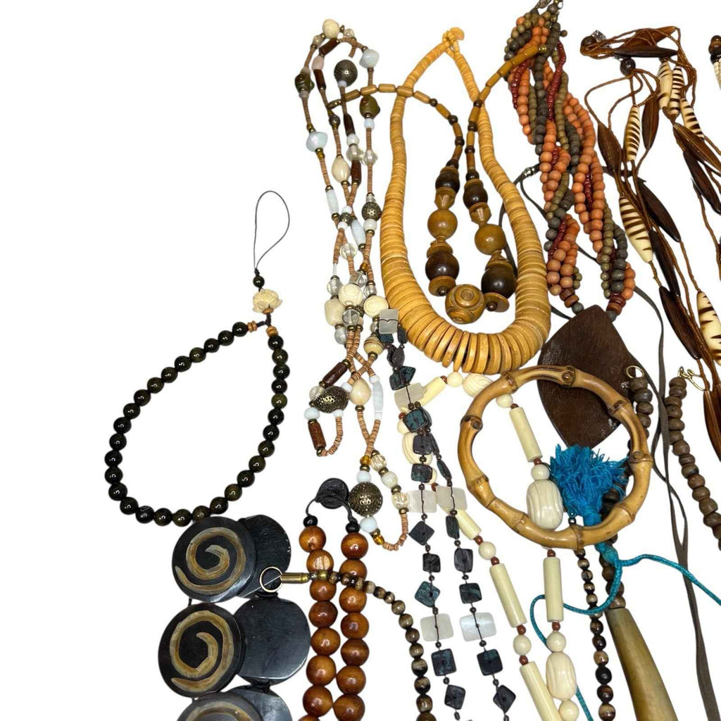 1kg Natural Ethnic Tribal Jewellery Bundle Wood Bovine Bone Mixed Lot