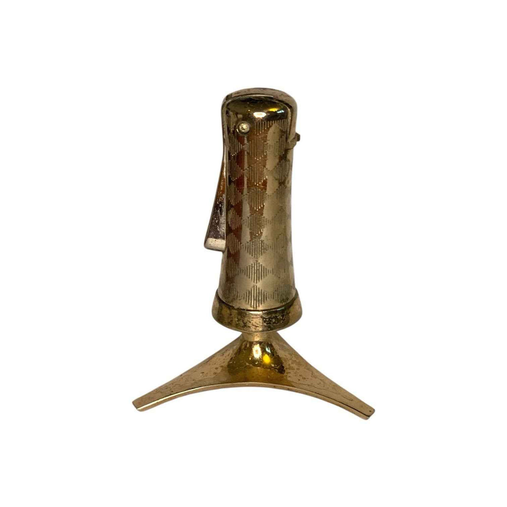 Rare Vintage Ronson Tripod Atomic Table Lighter Gold Tone Textured