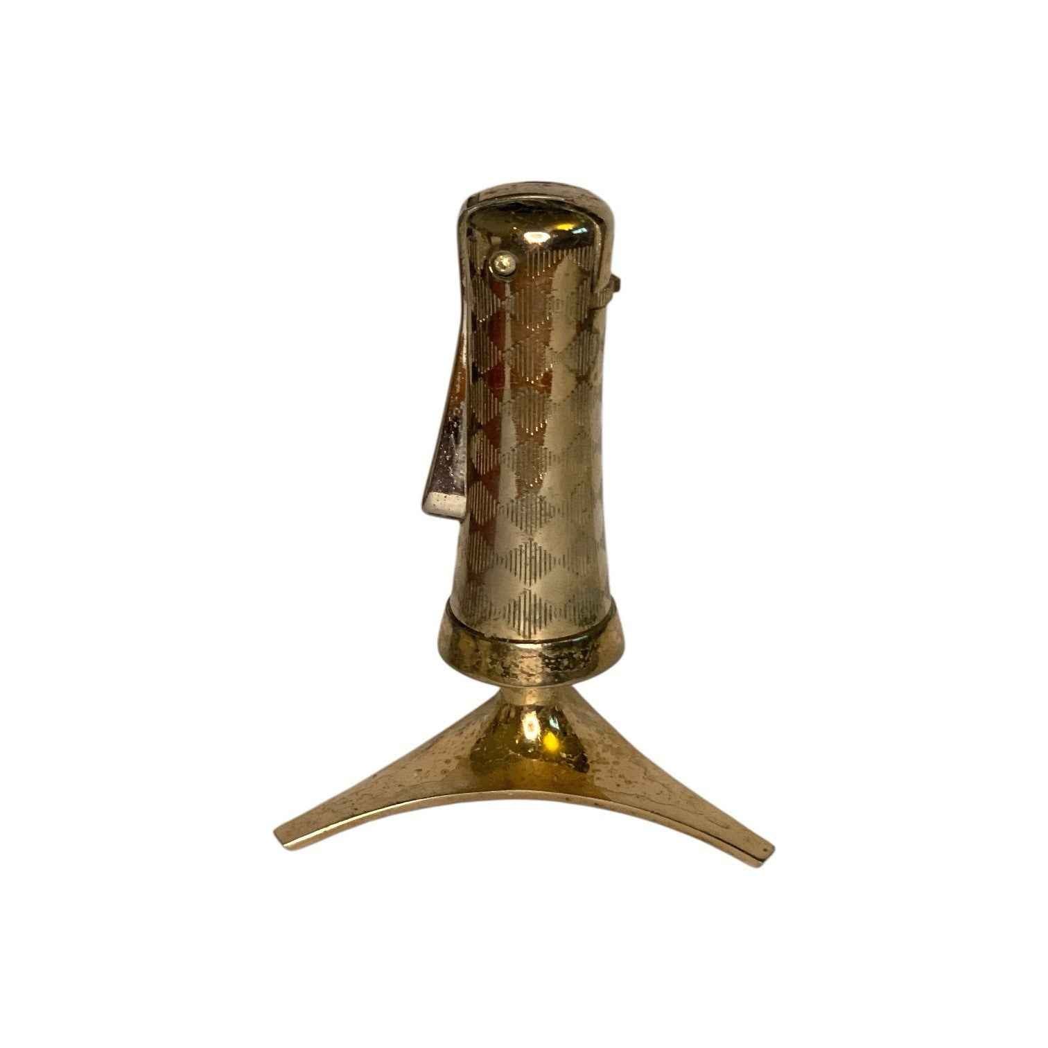 Rare Vintage Ronson Tripod Atomic Table Lighter Gold Tone Textured