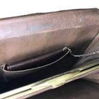 Vintage 1950s Brown Leather Shoulder Bag Brass Frame Purse Compartment