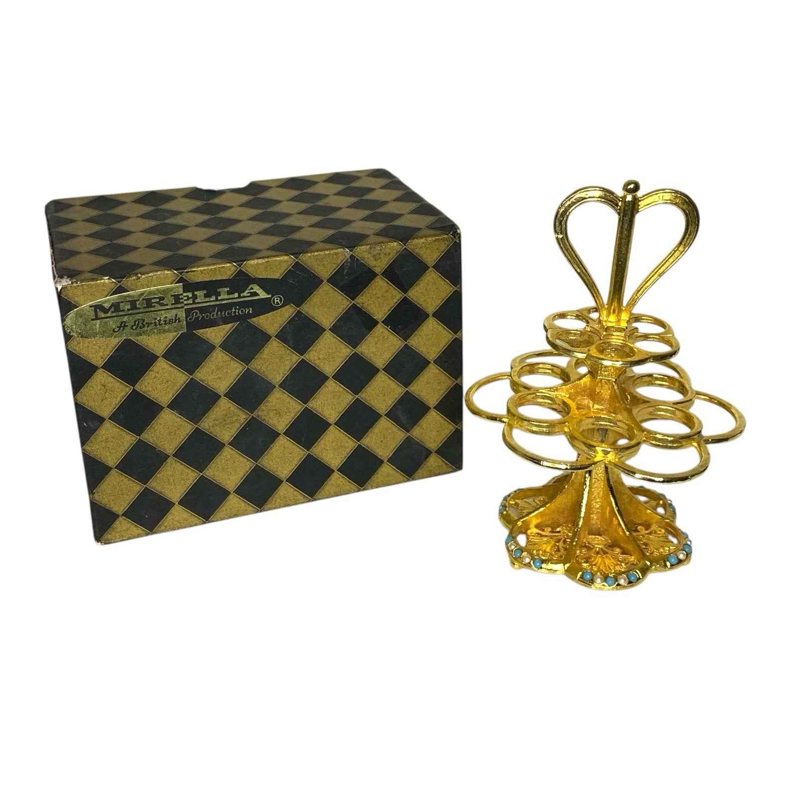 Vintage Mirella Vanity Stand Model 2372 Makeup Pencil & Perfume Vial Holder Boxe