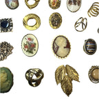 27x Vintage Hinged Scarf Clips & Rings Gold Tone