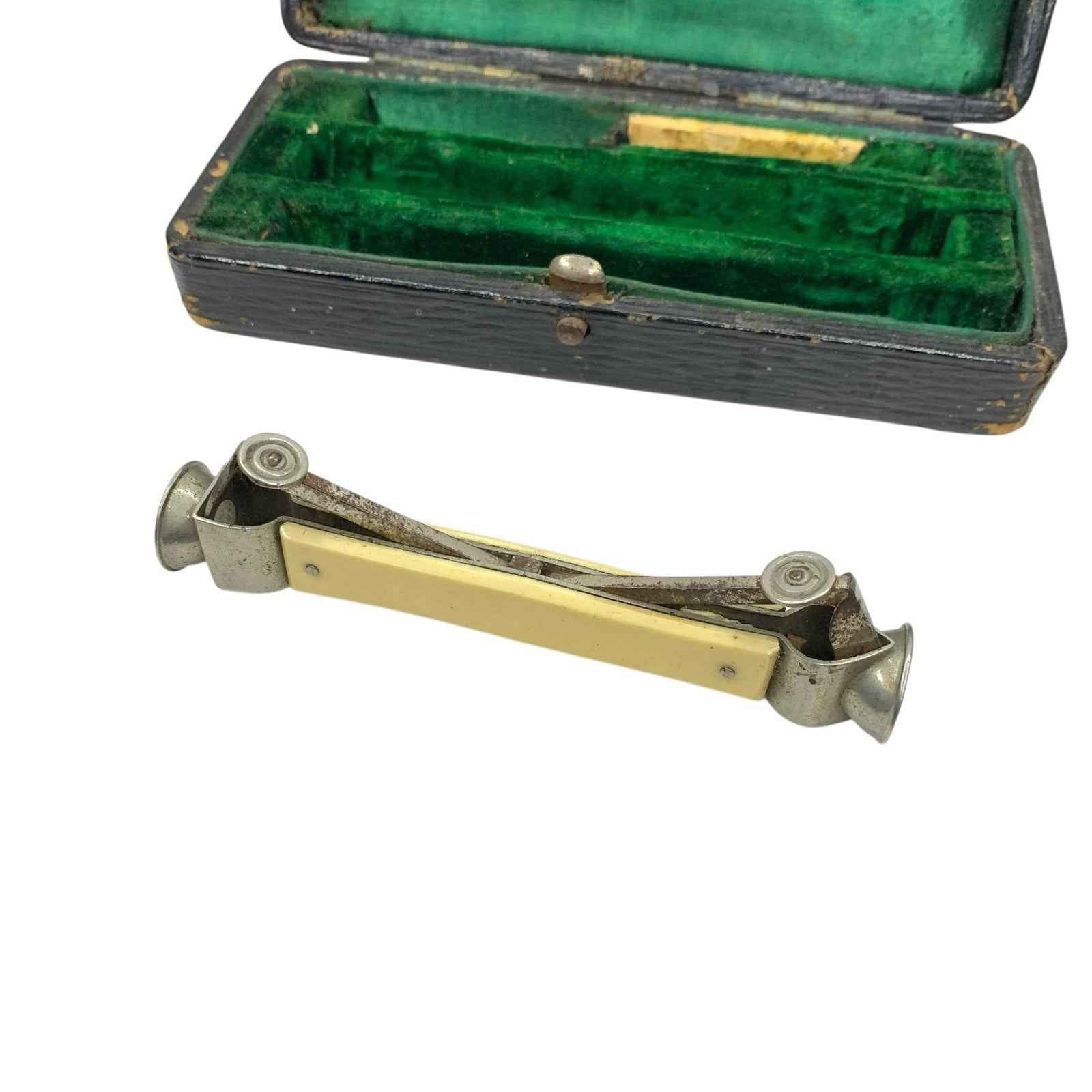 Antique Edwardian Double Ended Cigar Cutter with Case Tobacciana Smoking Tool