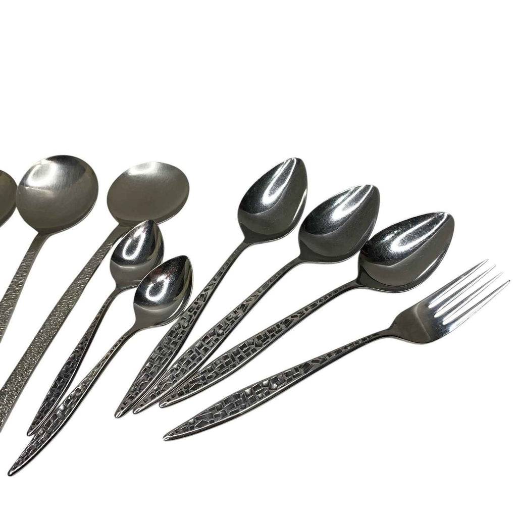 Viners Stainless Steel Cutlery Set Patterned Soup Spoons Dessert Spoons Fork x10