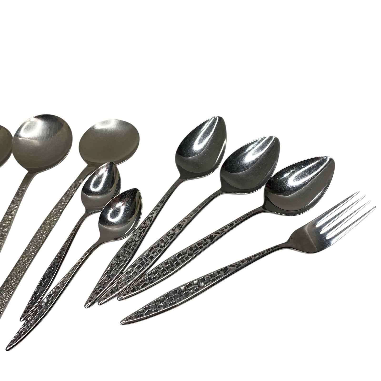 Viners Stainless Steel Cutlery Set Patterned Soup Spoons Dessert Spoons Fork x10