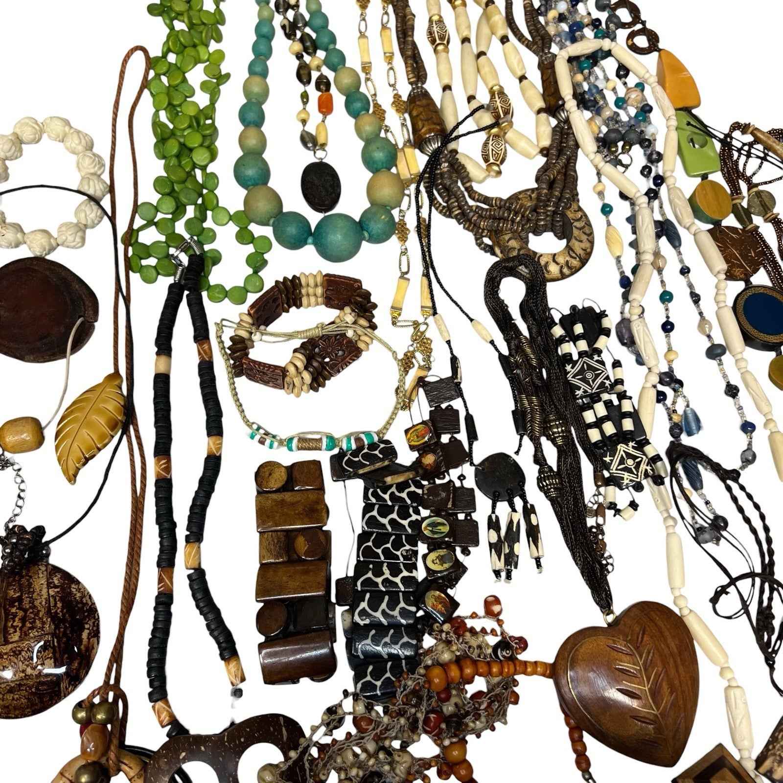 Vintage 1kg Ethnic Tribal Carved Bovine Bone African Jewellery Bundle Necklace