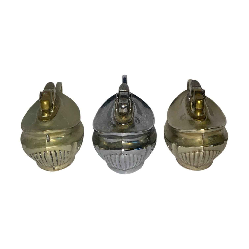 3x Mosda Period Series Silver Plated Table Lighters Gold & Silver Tone