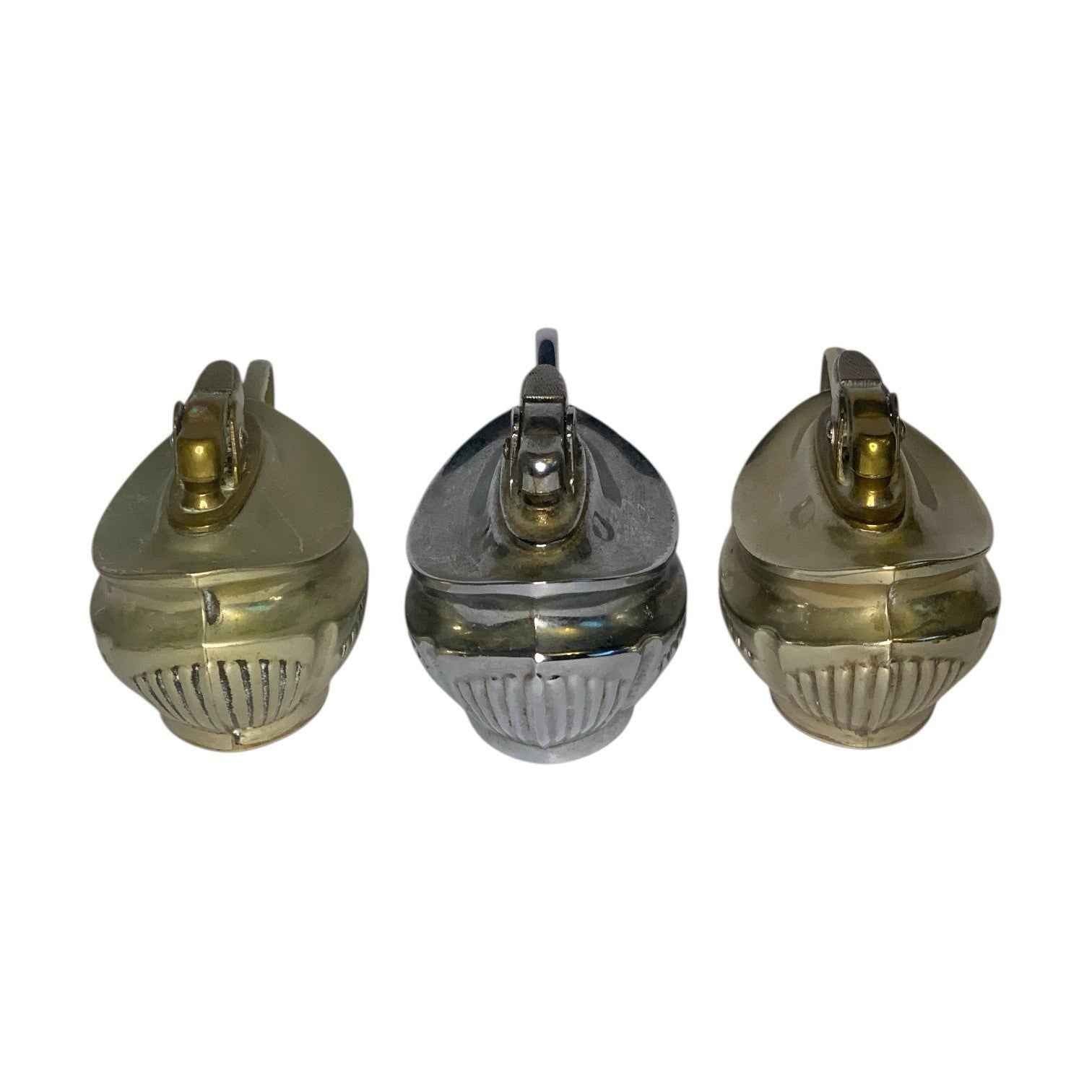 3x Mosda Period Series Silver Plated Table Lighters Gold & Silver Tone