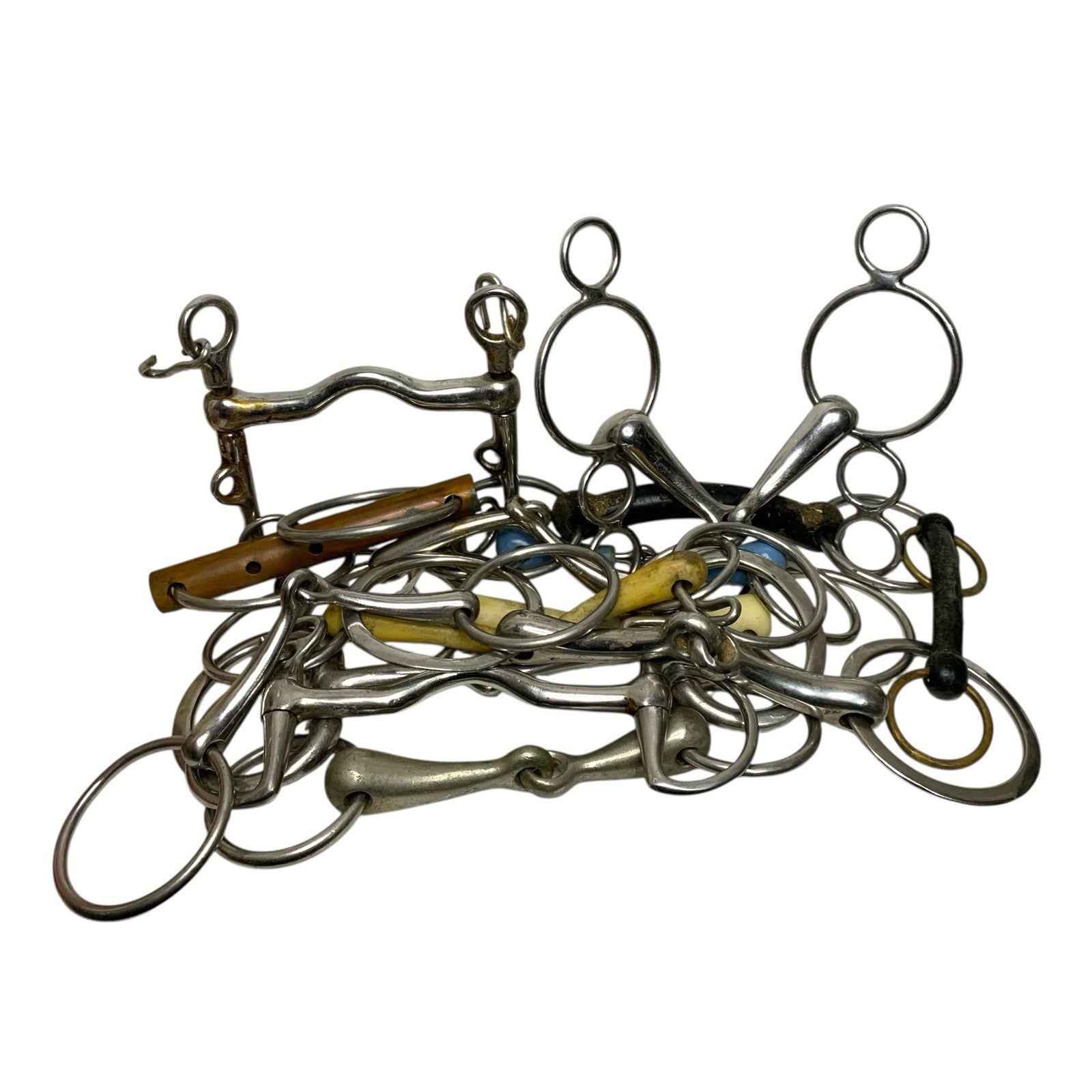 14x Mixed Horse Bits Job Lot Pelham Gag Mullen Snaffle Swelham Bundle Good Cond