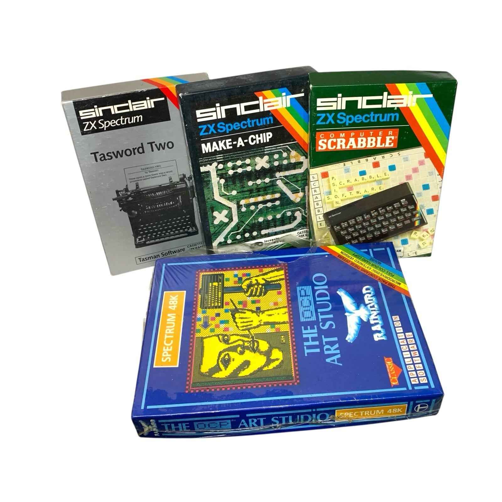 Bundle of Sinclair Spectrum Games Tasword Make-a-Chip Scrabble Art Studio 48K