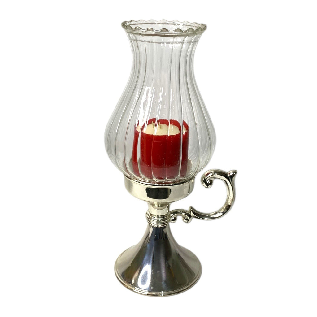 Vintage Quist Portable Lantern Hurricane Table Lamp + Candle 20cm Silver Plated