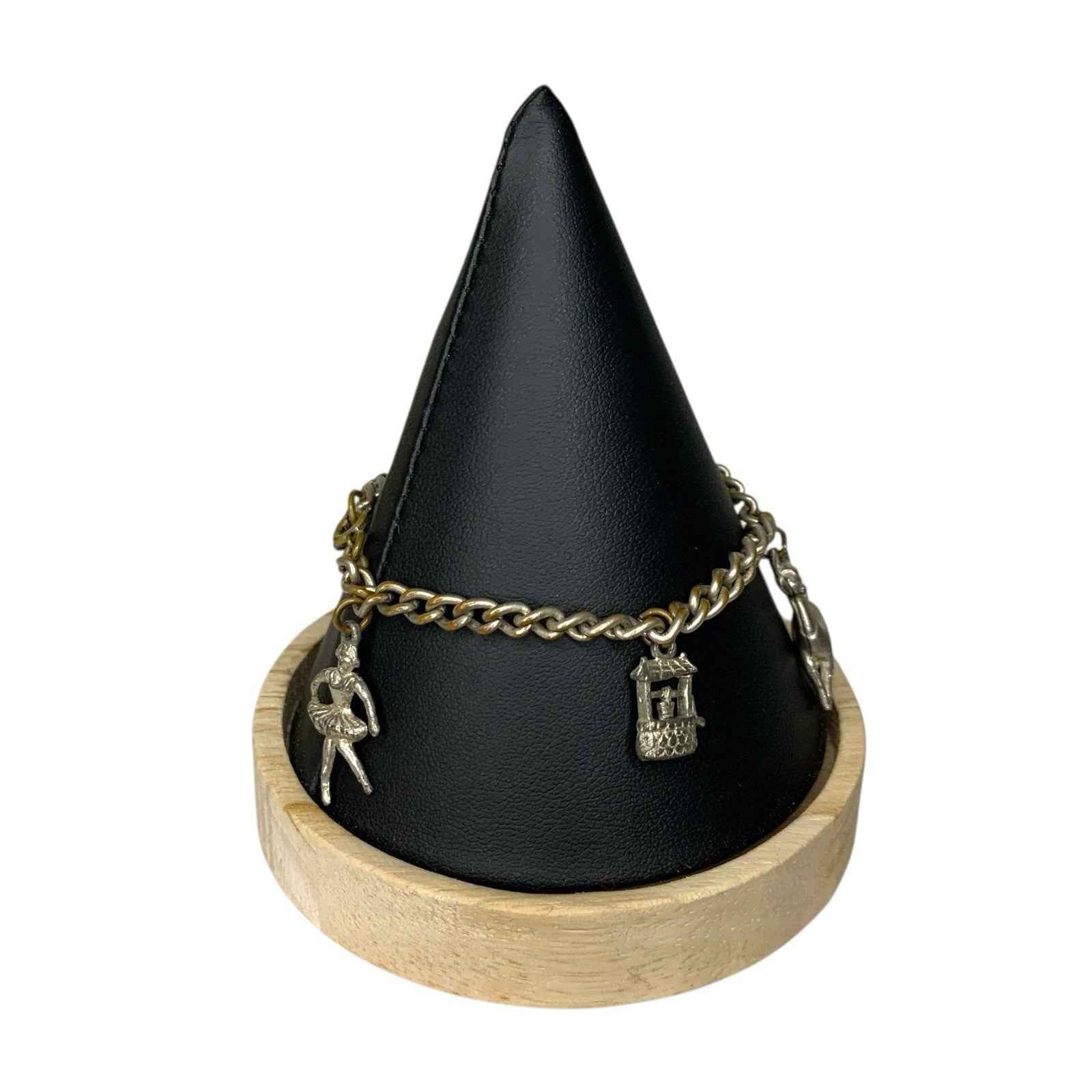 Vintage Bracelet with 5 Charms - Deer, Pig, Boot, Well & Ballerina