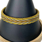 Vintage 925 Sterling Silver Tri Colour Chevron Bracelet Gold Copper Tone Good