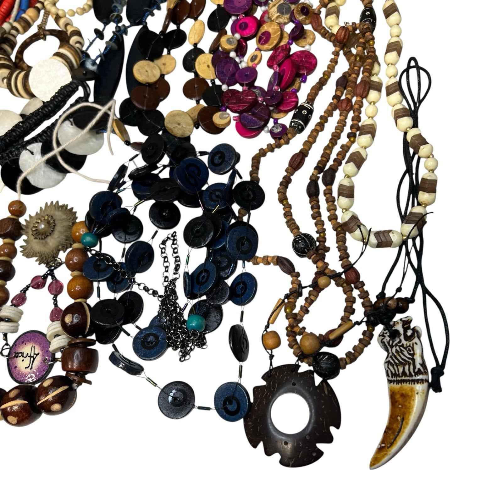 1kg Natural Ethnic Tribal Style Jewellery Bundle Mixed Lot Wood Bovine Bone