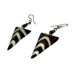 African Batik Bovine Bone Earrings Zebra Style Unique Tribal Kenya Jewellery