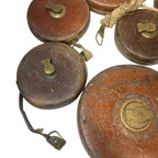 Vintage Leather Tape Measures Job Lot Treble Rabone Abbey Brass Old Tools