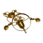 Vintage Weighted Rise & Fall Gold Tone Two Branch Ceiling Light Chandelier 1970s