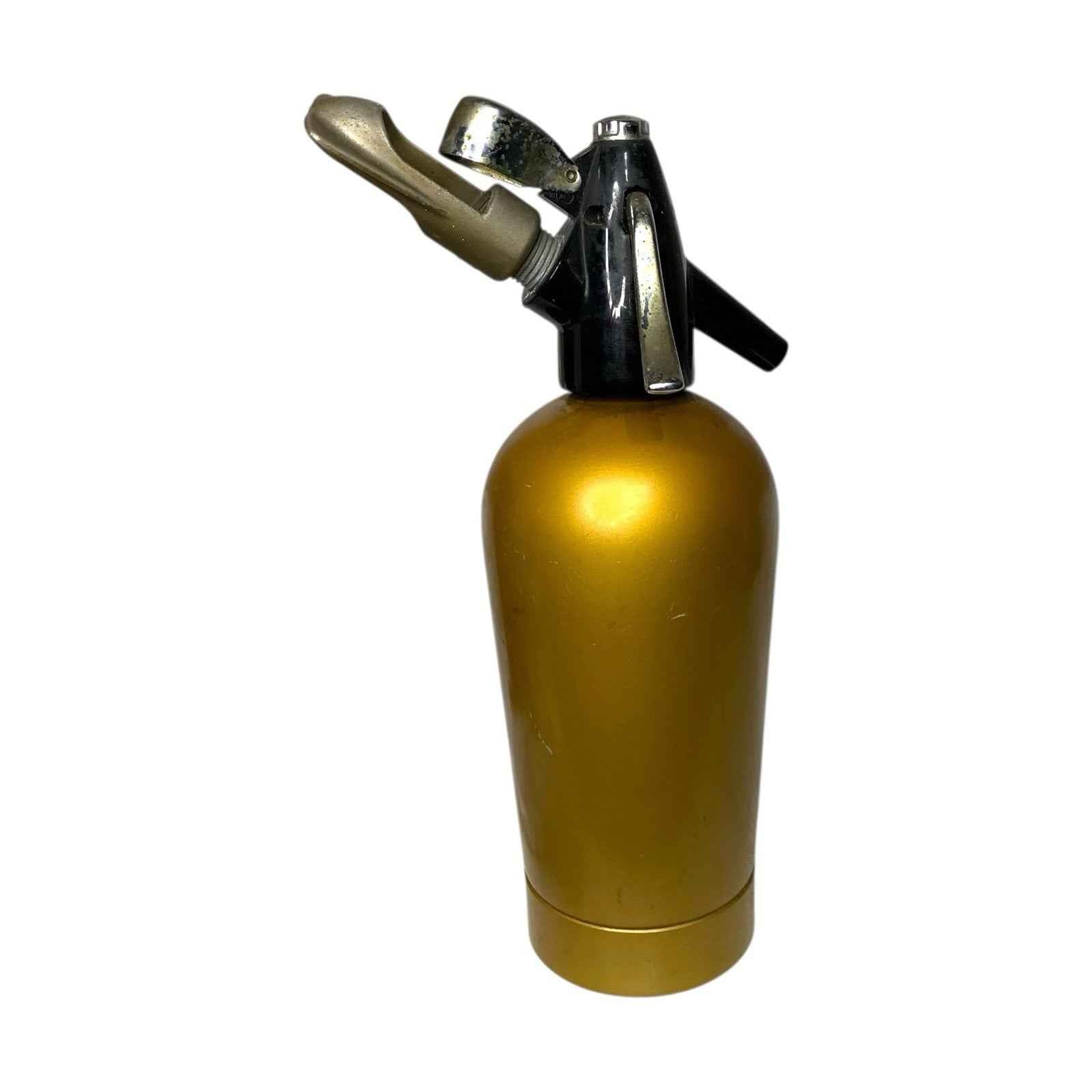 Vintage BOC Sparklets Soda Syphon Gold with Charger Key 1960s 1970s Barware