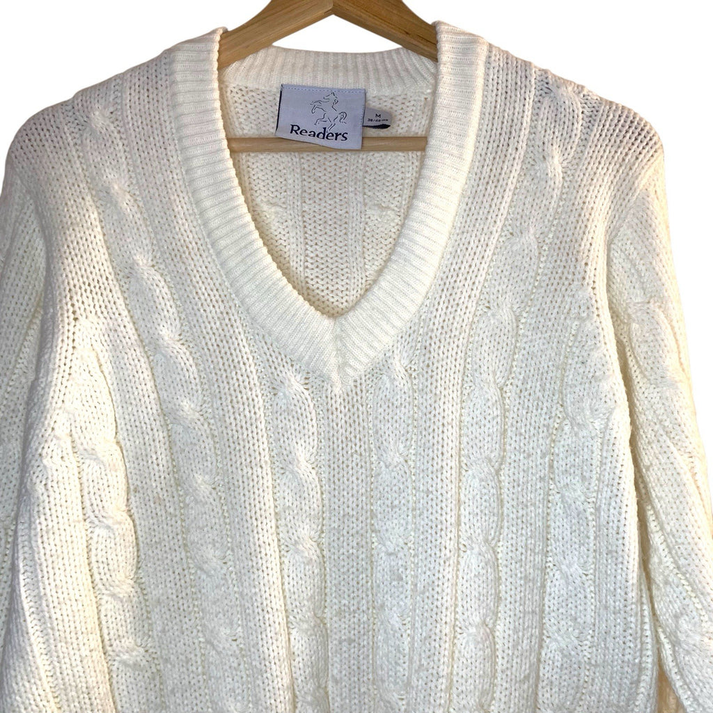 Readers Cable Knitted Jumper in White Size M 38"-40" Cricket 100% Acrylic