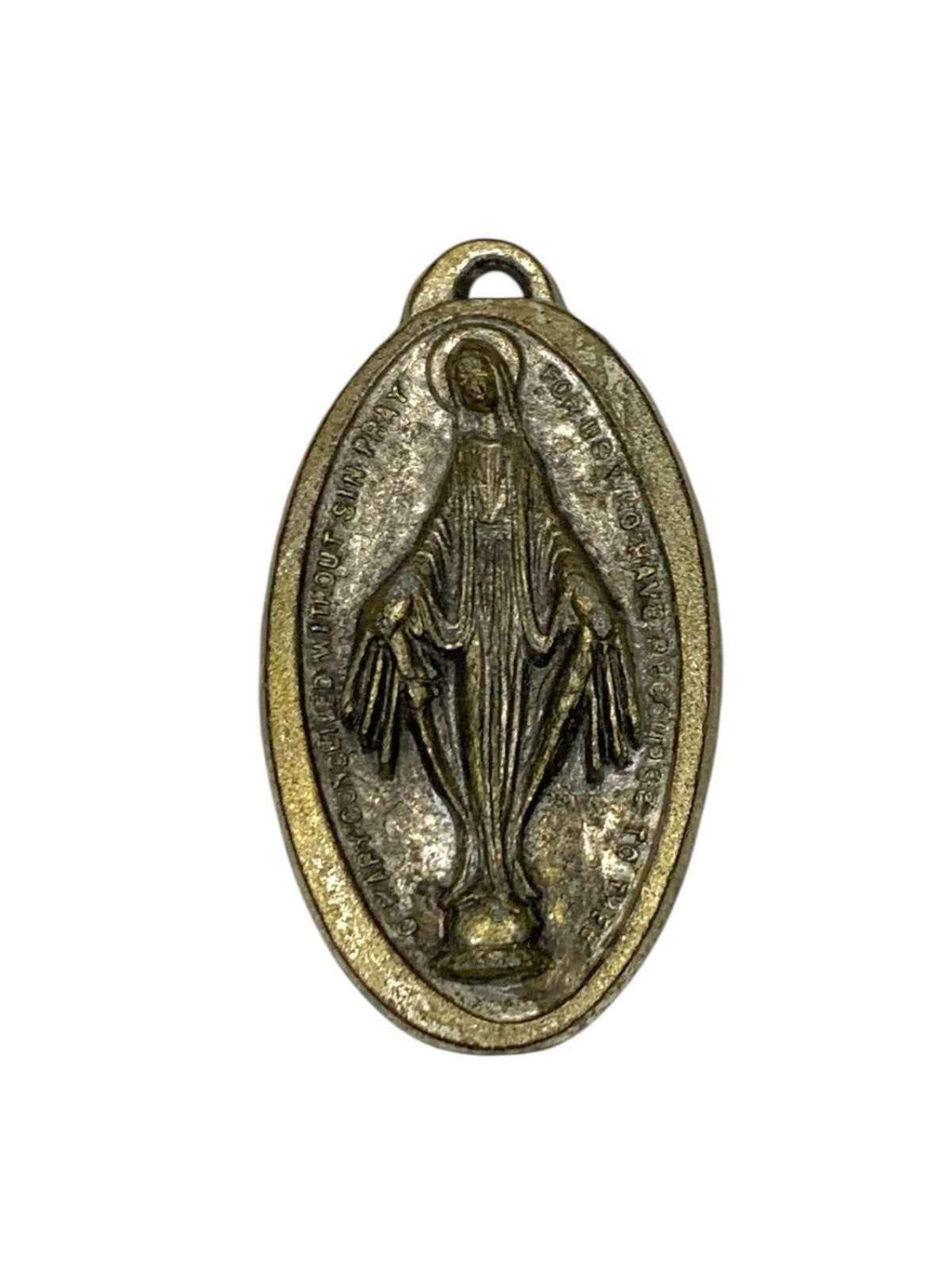 Vintage Miraculous Holy Virgin Mary Medal Pendant Lady of Graces Good Condition