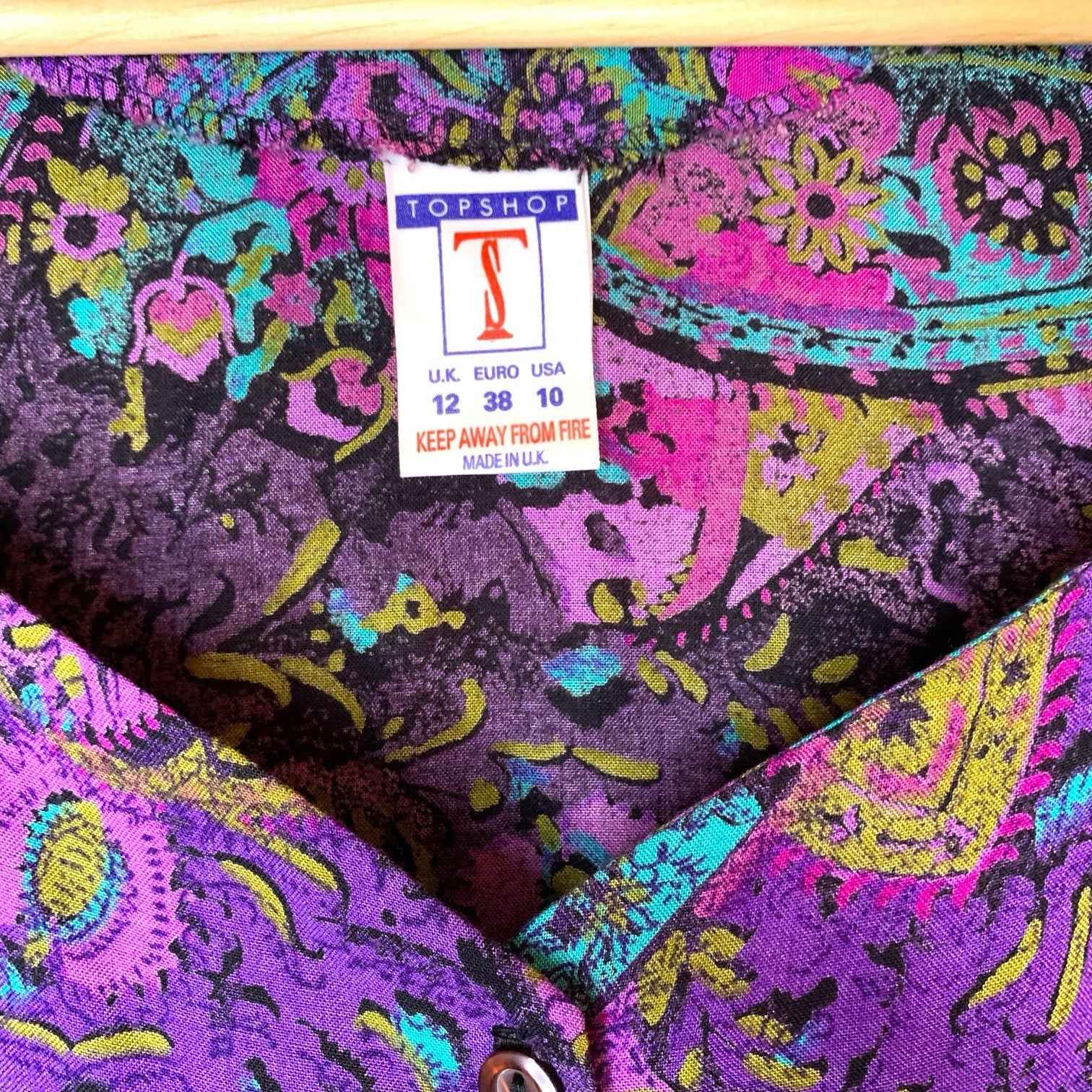 Vintage Topshop 3/4 Arms Short Dress Purple Size 12