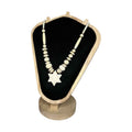 Vintage Carved Bovine Bone Necklace Star Pendant Shaped Beads Screw Clasp