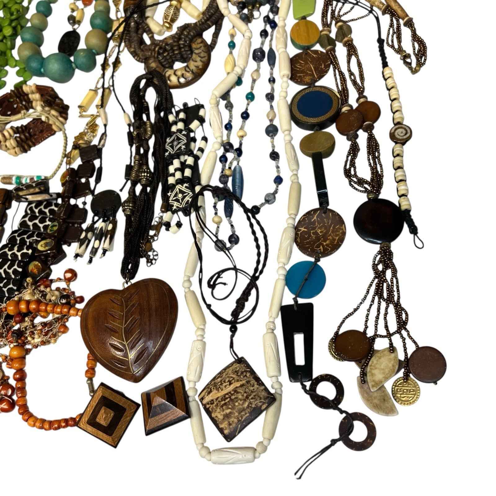 Vintage 1kg Ethnic Tribal Carved Bovine Bone African Jewellery Bundle Necklace