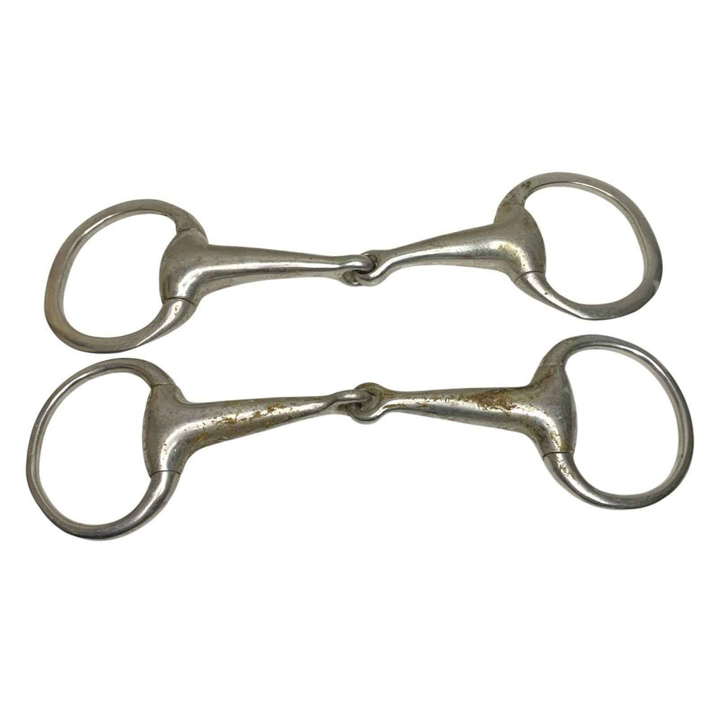 2x Eggbutt Hollow Mouth Snaffle Bits Horse Riding Equestrian Stainless Good Cond