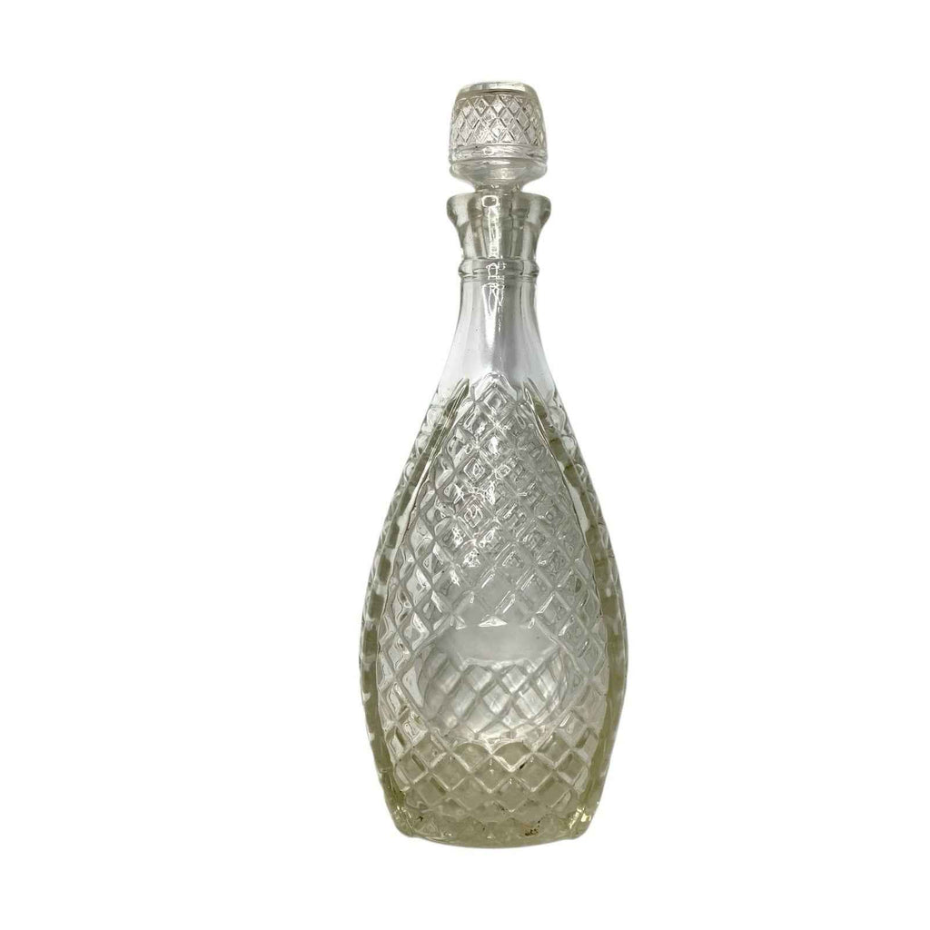 Vintage Cut Glass Decanter with Stopper Diamond Pattern 1960s