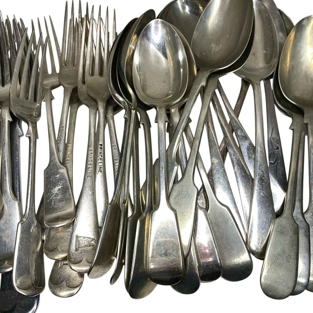 Large Bundle 62x Mixed Cutlery Silver Plated Nickel EPNS Forks Spoons Vintage