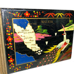 Vintage Asian Photo Album Black Lacquer Abalone Musical Malaya Peacock