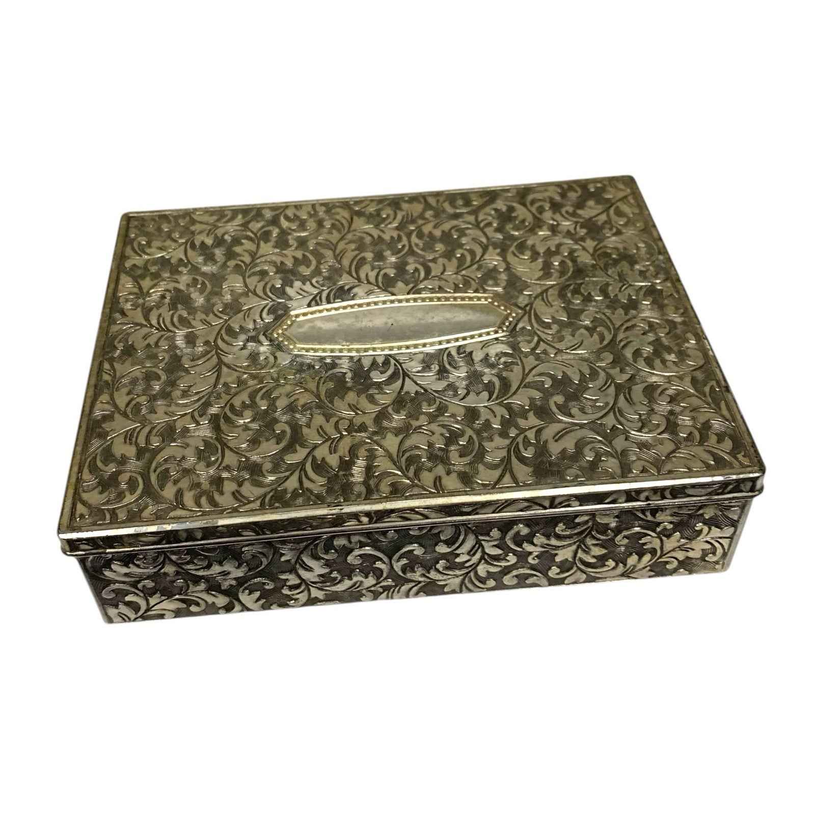 Vintage Viners Silver Plated Table Cigarette Box Made Japan Silver Plate 1960s