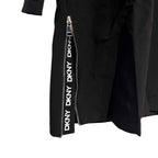 DKNY Women's Parka Coat, Black Hooded, Size L with Back Side Zip Slits BNWT