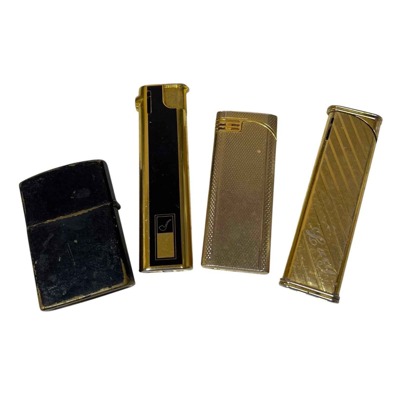 4x Vintage Mistral Lighters Job Lot Black Gold Tone Spares Repairs