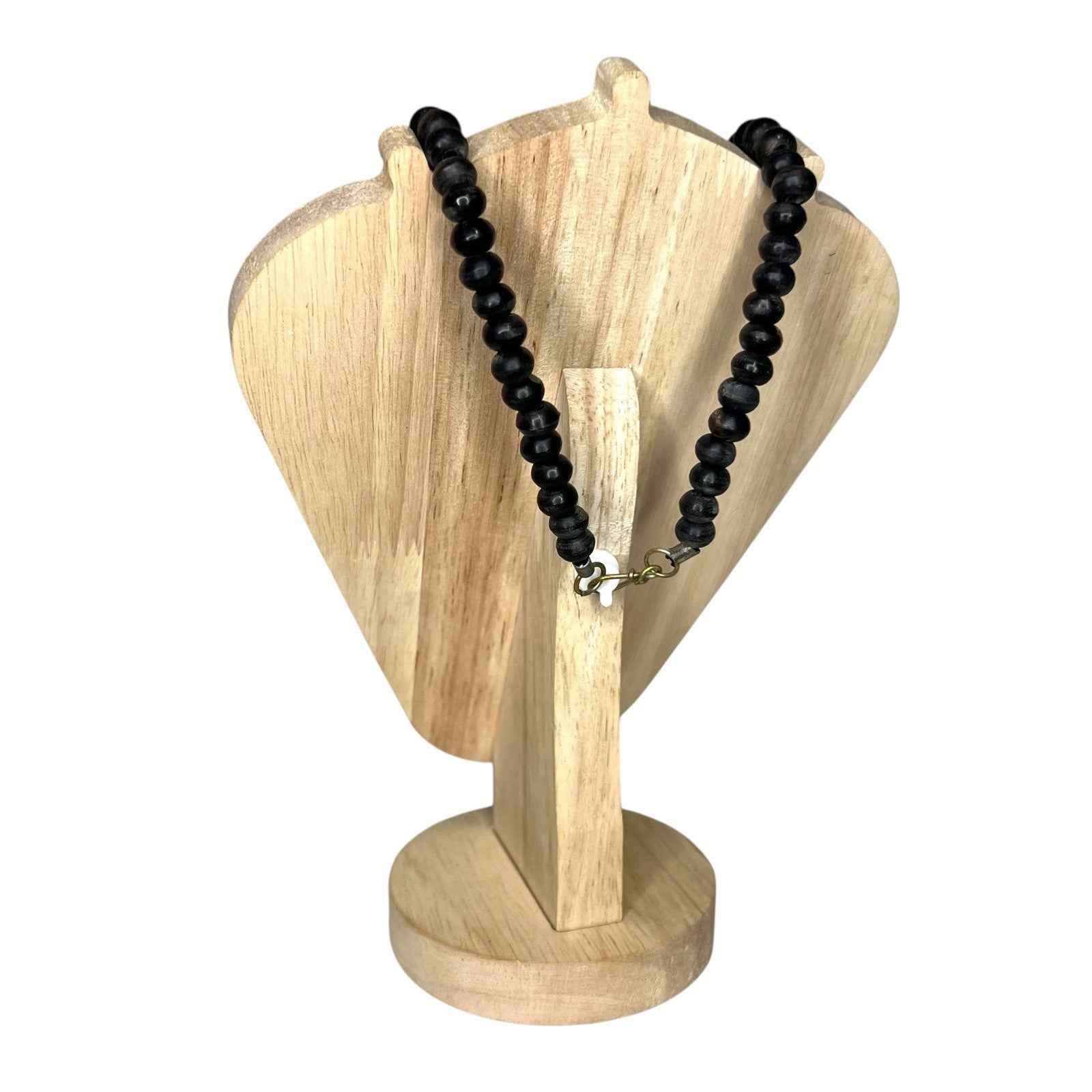 Vintage Ethnic North African Necklace - Polished Smooth Flat Beads Wood?