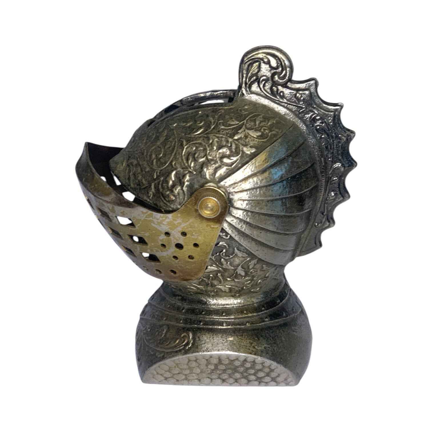 Rare Vintage Knight Helmet Table Lighter Armour Head Japan Metal Tobacciana