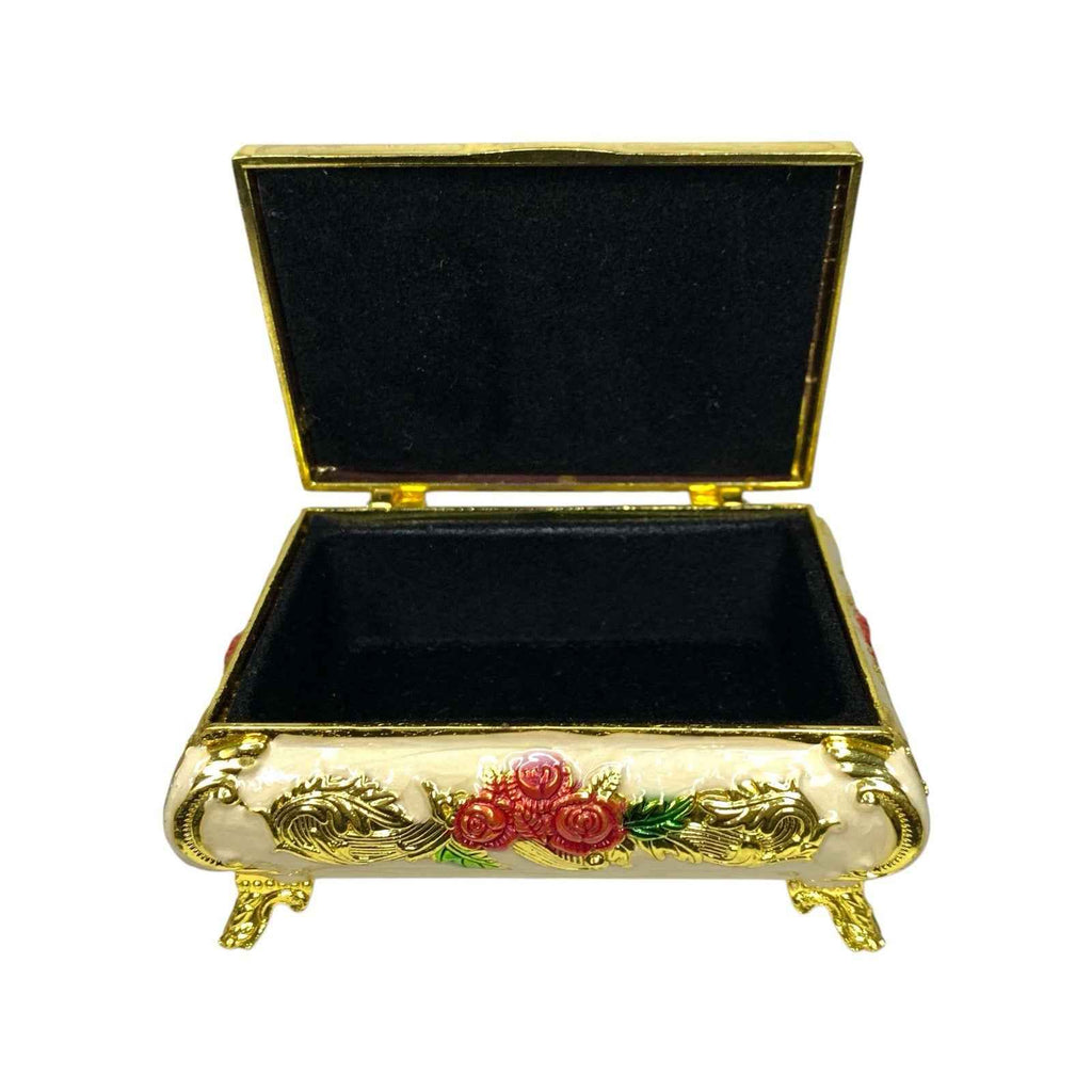 Vintage Chinese Cloisonné Copper Jewellery Trinket Box People in Field Scene