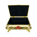 Vintage Chinese Cloisonné Copper Jewellery Trinket Box People in Field Scene