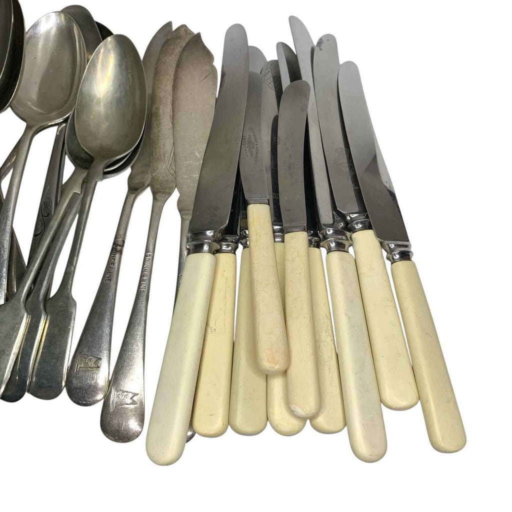 Large Bundle 62x Mixed Cutlery Silver Plated Nickel EPNS Forks Spoons Vintage