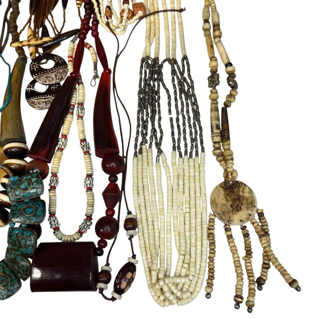 1kg Natural Ethnic Tribal Jewellery Bundle Wood Bovine Bone Mixed Lot