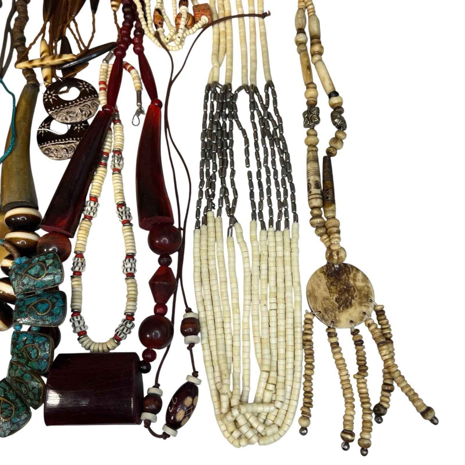 1kg Natural Ethnic Tribal Jewellery Bundle Wood Bovine Bone Mixed Lot