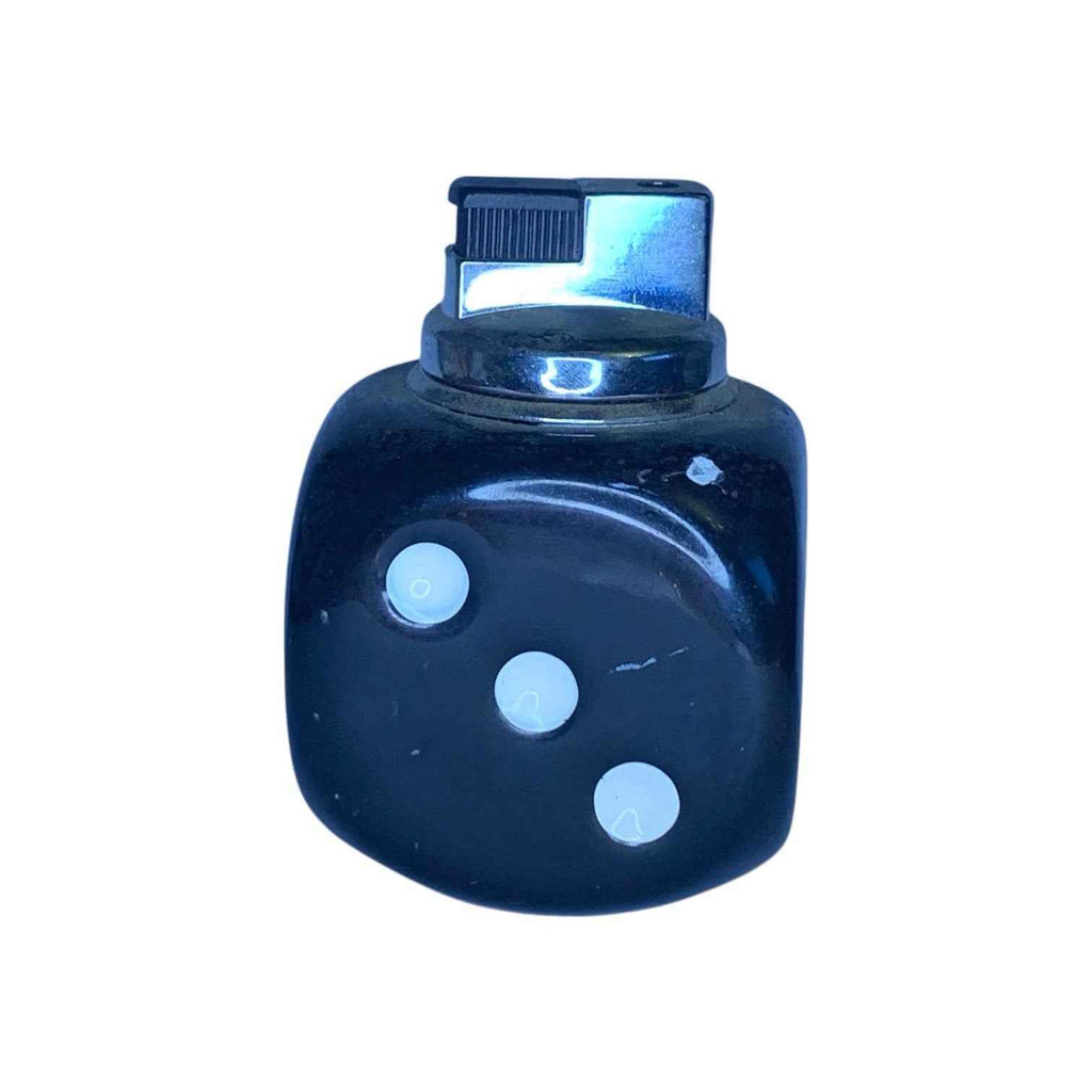 Vintage Black White Dice Table Lighter Ceramic Butane Refillable 1960s