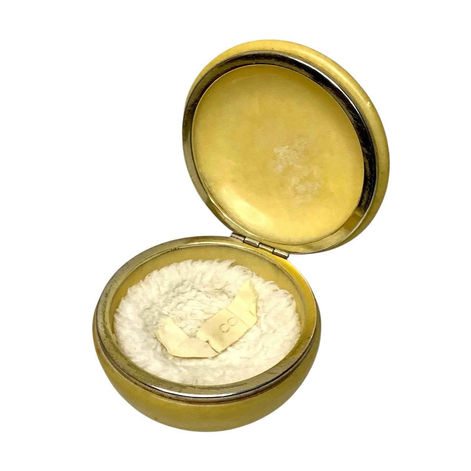 Vintage Alabaster Powder Trinket Soap Box Powder Puff Floral Design Italy 1950s