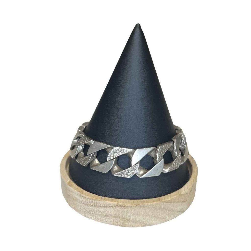 Heavyweight Solid 925 Sterling Silver Bracelet 57g Half Patterned Bark Effect