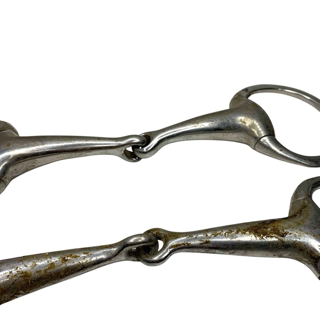 2x Eggbutt Hollow Mouth Snaffle Bits Horse Riding Equestrian Stainless Good Cond