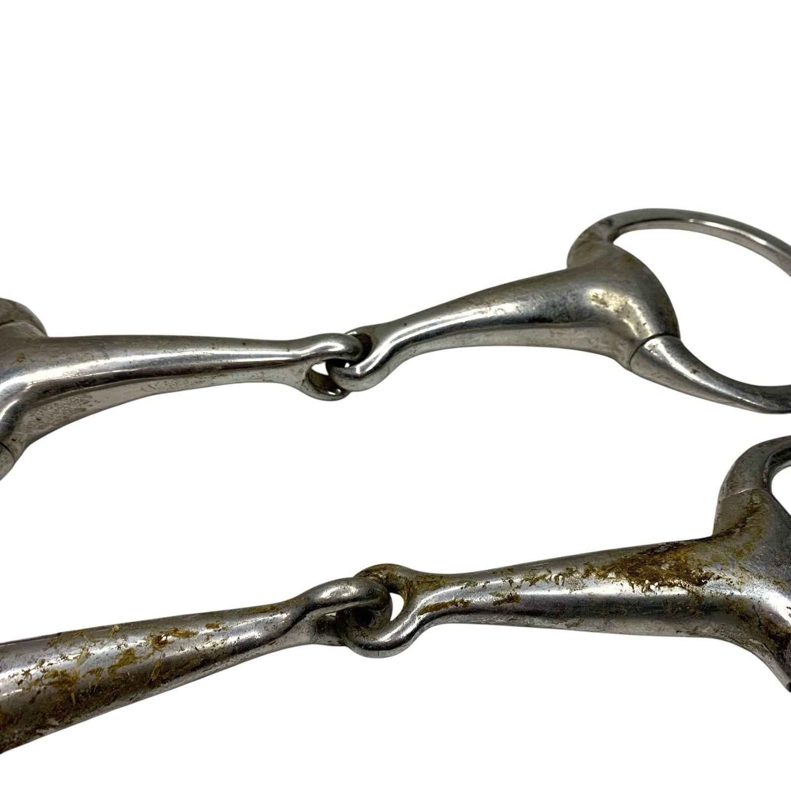 2x Eggbutt Hollow Mouth Snaffle Bits Horse Riding Equestrian Stainless Good Cond