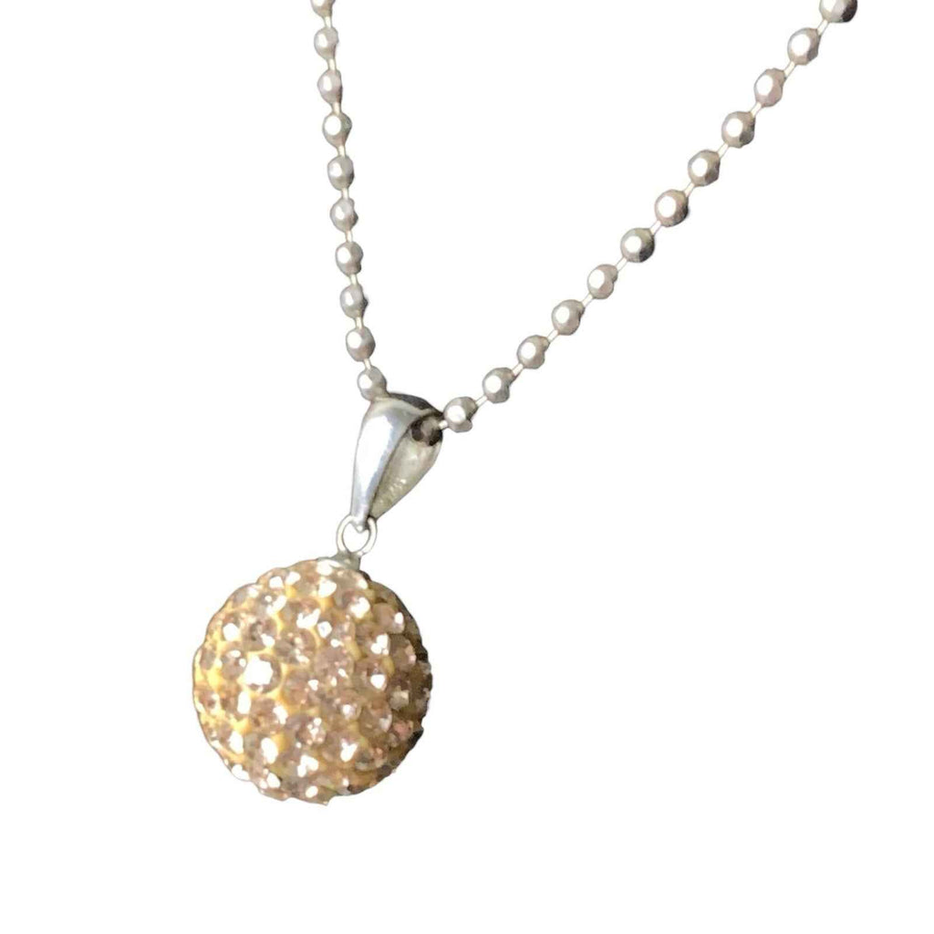 925 Sterling Silver Crystal Pavé Ball Pendant Chain Necklace Round Sparkle Gift
